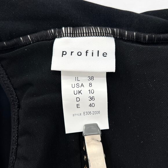 PROFILE BY GOTTEX One Piece Swimsuit Womens 8 Black Square Neck Ruched New - Picture 9 of 15